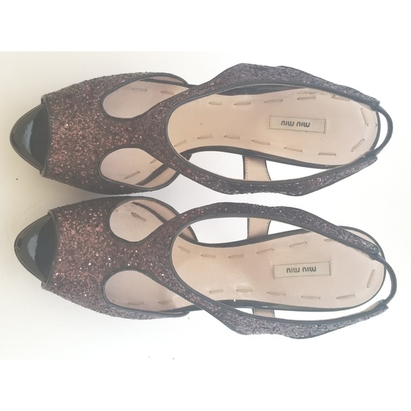 Miu Miu glitter embellished metallic sandals - Picture 2 of 6